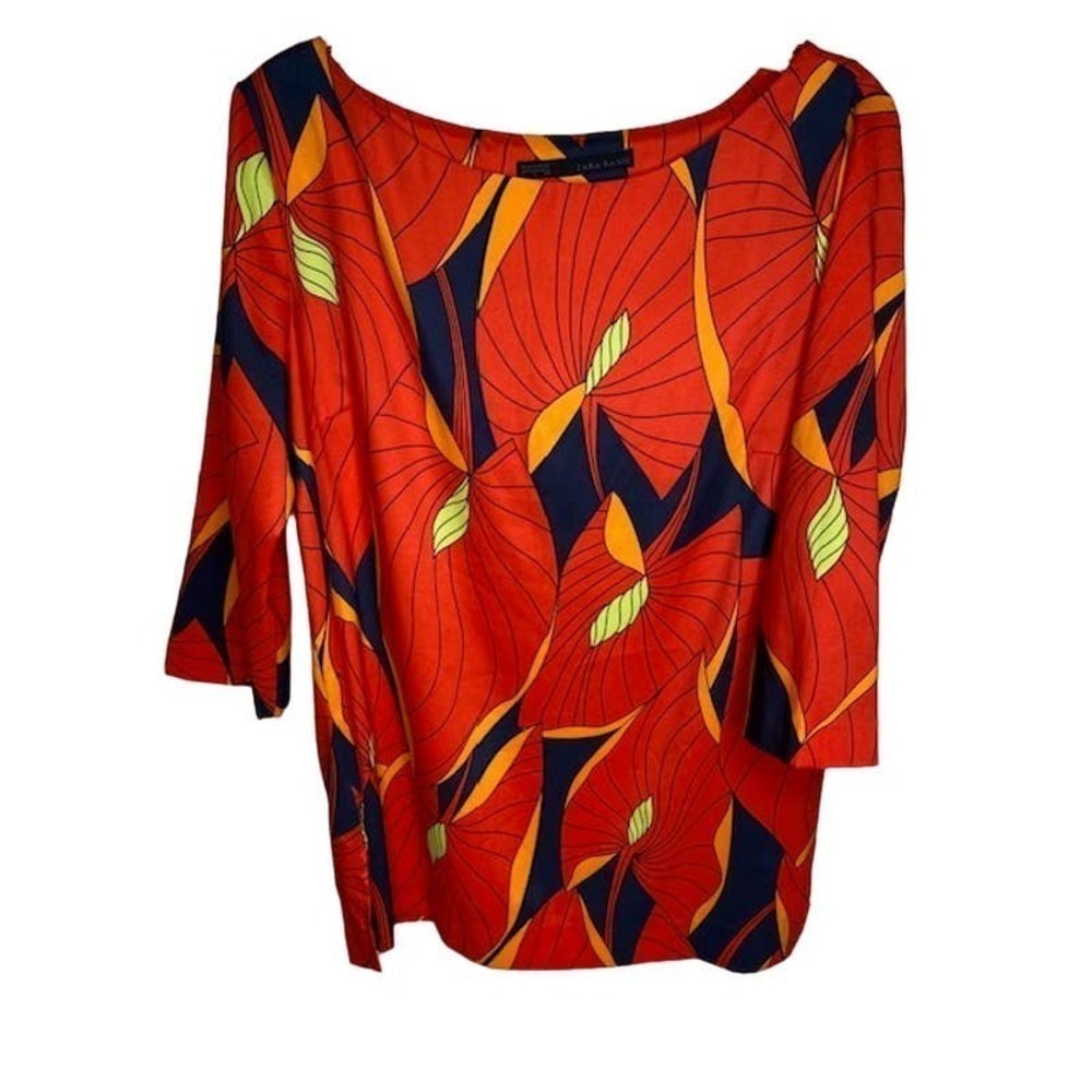 Zara Basic Tropical Print Tunic Top Size Large